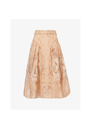 Womens Zimmermann Beaded Linen-Silk Midi Skirt