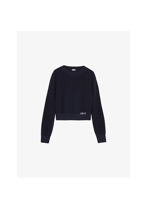 Womens Loewe Logo-Embroidered Long-Sleeves Wool Knitted Jumper