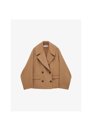 Womens Loewe Double-Breasted Notched-Collar Wool Jacket