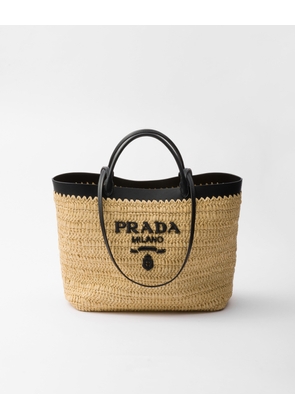 Medium crochet and leather tote bag