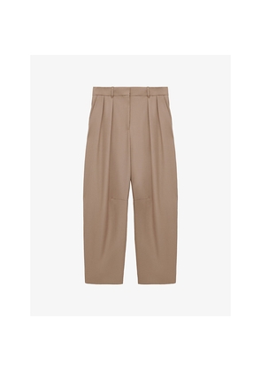 Womens Loewe Pleated Barrel Wool Blend Trousers