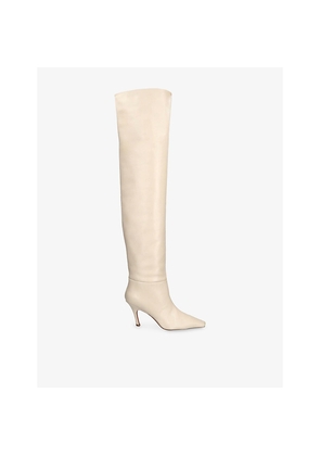 Womens Amina Muaddi Jamie 80 Leather Thigh-High Boots