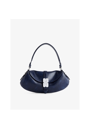 Womens Ganni Kat Baguette Leather Shoulder Bag