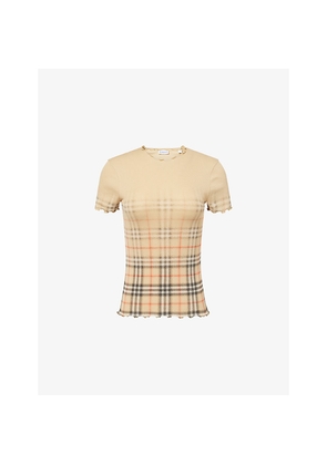 Womens Burberry Gradient-Check Stretch-Cotton Top