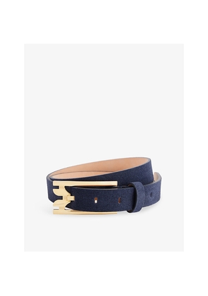 Womens Victoria Beckham Dorian Double Pin-Buckle Suede Belt