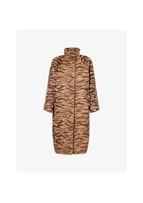 Womens Alaia Tiger-Pattern Single-Breasted Jacquard Coat