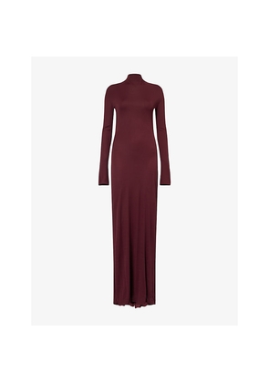 Womens Alaia Draped Long-Sleeve Jersey Maxi Dress