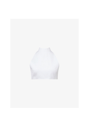 Womens Alaia Plastron Halterneck Cotton-Poplin Top
