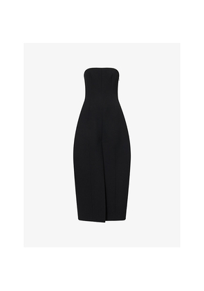 Womens Alaia Round Strapless Wool Midi  Dress