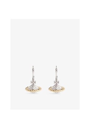 Womens Vivienne Westwood Jewellery Mayfair Bas Relief Rhodium-Plated Brass and Crystal Stud Earrings