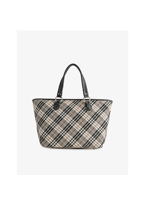 Womens Reselfridges Pre-Loved Burberry Nova Check-Pattern Canvas Tote Bag