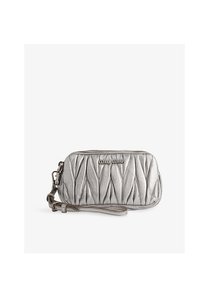 Womens Reselfridges Pre-Loved Miu Miu Matelasse Double Zip Leather Clutch