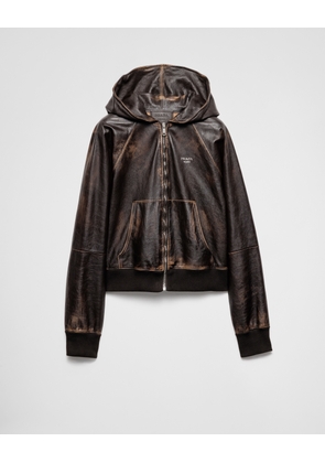 Nappa leather hoodie jacket