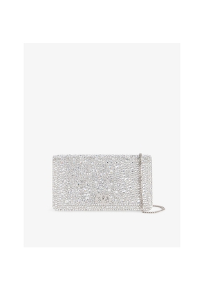 Womens Valentino Garavani Vlogo Signature Crystal-Embellished Chain Wallet