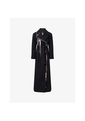 Womens Dries Van Noten Embellished Belted Wool-Blend Coat
