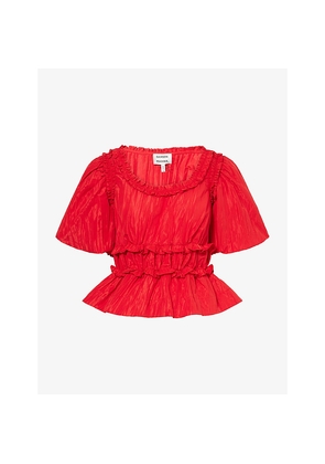 Womens Damson Madder Everly Ruffle Woven Blouse