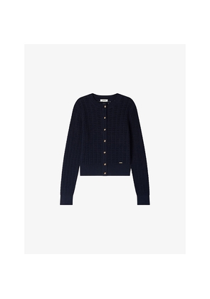 Womens Sandro Cropped Textured Knitted Cardigan