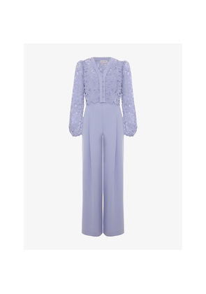 Womens Phase Eight Winona Lace-Embroidered Woven Jumpsuit