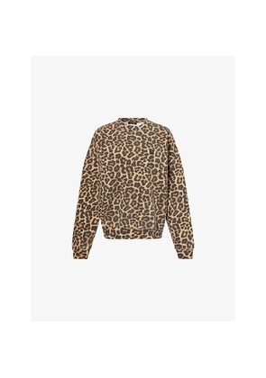 Womens Anine Bing Miles Leopard-Pattern Cotton-Fleece Sweatshirt