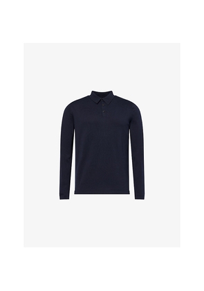 Mens Sunspel Sun Sea Island Long-Sleeve Knitted Cotton Polo Shirt