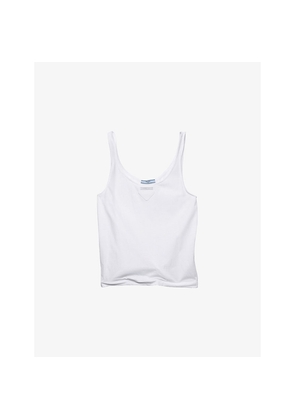 Womens Prada Scoop Neck Cotton Jersey Tank Top