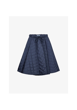 Womens Prada Re Nylon Quilted Woven Midi Skirt