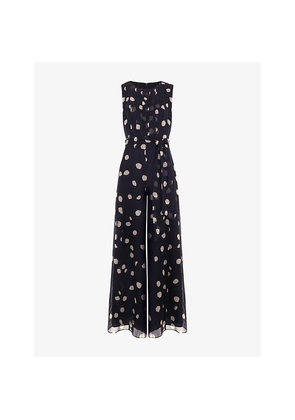 Womens Phase Eight Maxine Polka-Dot Chiffon Jumpsuit