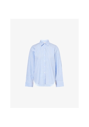 Womens Me And Em Pinstripe Double-Cuff Cotton Shirt