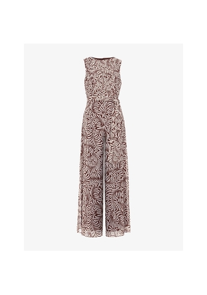 Womens Phase Eight Janine Leaf-Print Woven Jumpsuit