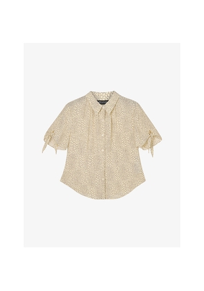 Womens Whistles Patterned Tie-Sleeve Woven Shirt