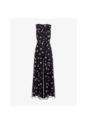 Womens Phase Eight Petite Maxine Polka-Dot Chiffon Jumpsuit