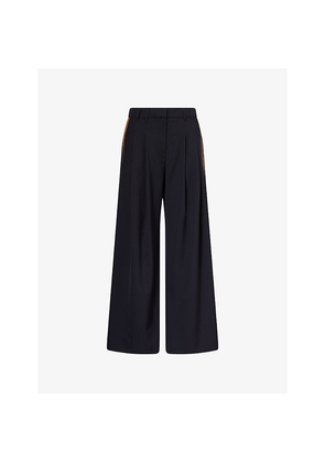 Womens Me And Em Side-Stripe Wide-Leg Wool-Blend Trousers