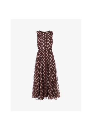 Womens Phase Eight Lucinda Spot-Print Woven Midi Dress