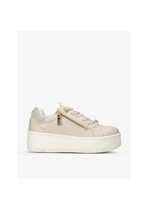 Womens KG Kurt Geiger Leslie Side-Zip Faux-Leather Low-Top Trainers