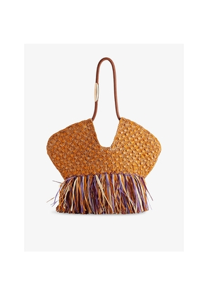 Womens Zimmermann Golden-Time Medium Raffia Tote Shoulder Bag