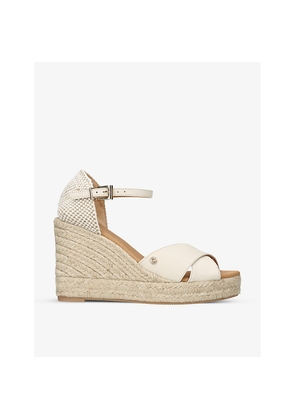 Womens Carvela Comfort Sun Ray Logo-Embellished Leather Wedge Espadrilles
