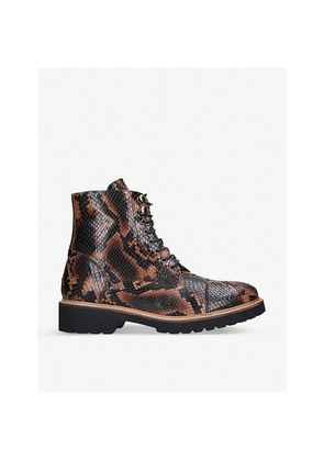 Womens Carvela Snaily Snakeskin-Print Leather Boots