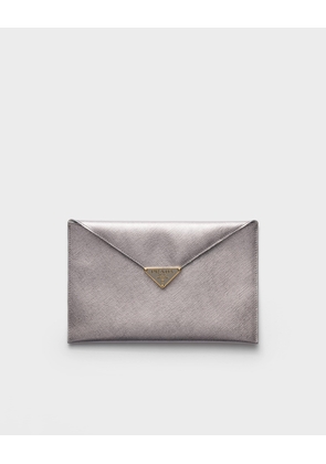 Saffiano leather envelope clutch