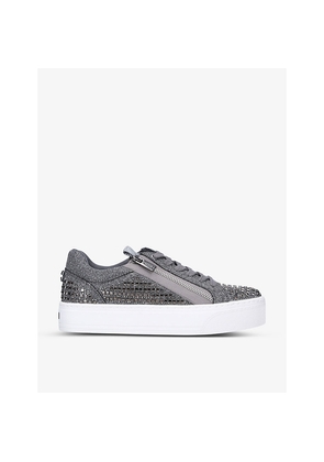 Womens Carvela Junior Zip Studded Metallic Woven Low-Top Trainers