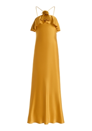 Rodarte Exclusive Ruffled Silk-Satin Halter Slip Dress - Moda Operandi