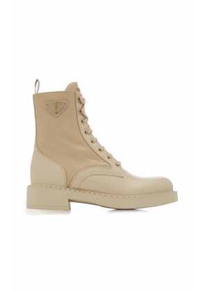 Prada Re-Nylon and Leather Lace-Up Boots - Moda Operandi