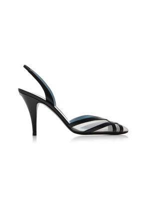 Valentino Garavani Impudance Leather and Mesh Slingback Pumps - Moda Operandi