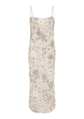 Rachel Gilbert Francesca Floral Crystal-Embellished Tulle Midi Dress - Moda Operandi