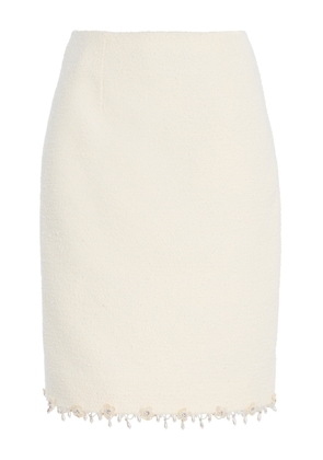 Oscar de la Renta Embroidered Wool-Tweed Knee-Length Skirt - Moda Operandi
