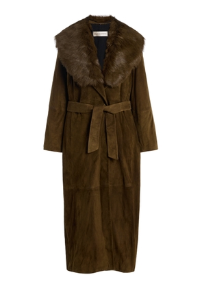 Nour Hammour Briona Convertible Shearling-Trimmed Suede Trench Coat - Moda Operandi