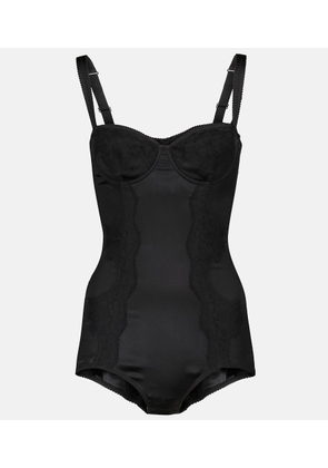 Dolce&Gabbana Silk-blend satin and lace bodysuit
