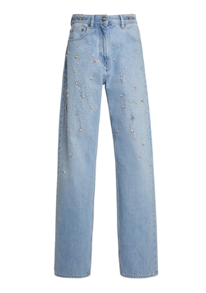 Versace La Vacanza Embellished Rigid High-Rise Straight-Leg Jeans - Moda Operandi