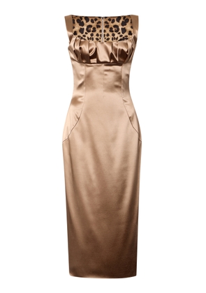 Dolce & Gabbana Ruched Stretch-Satin Midi Dress - Moda Operandi