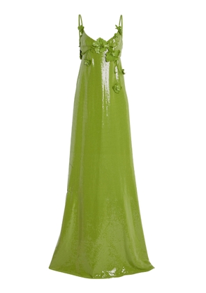 Oscar de la Renta Embellished Sequined Jersey Gown - Moda Operandi