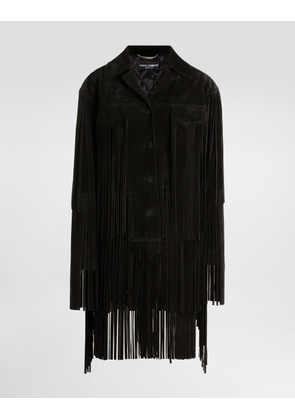 Dolce & Gabbana Split Leather Jacket - Woman Coats And Jackets Black 44